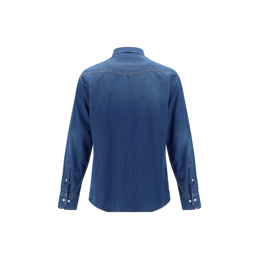 Brunello Cucinelli blauw denim overhemd