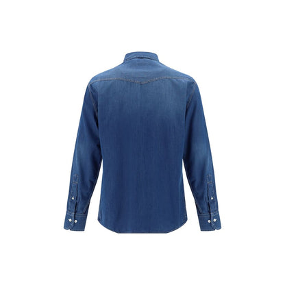 Brunello Cucinelli blauw denim overhemd