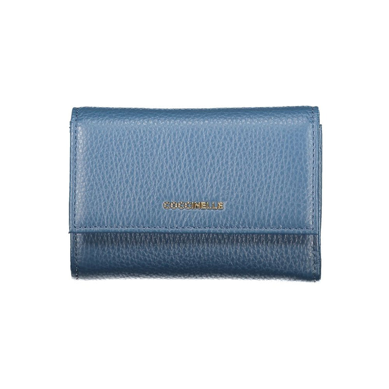 Coccinelle Blu Leather Woman Wallet - Metallic Soft Design