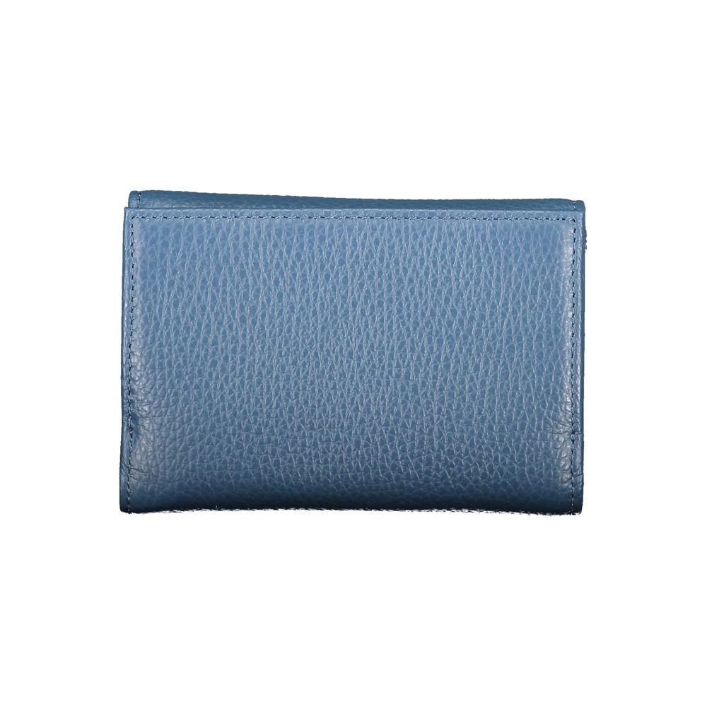 Coccinelle Blu Leather Wallet for Women - Metallic Soft Design