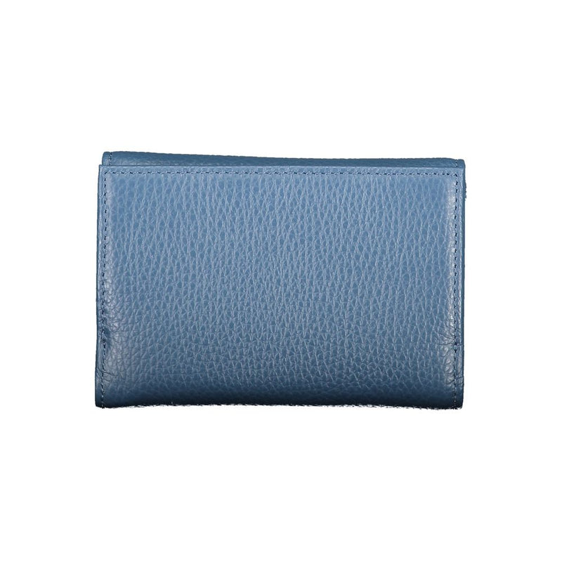 Coccinelle Blu Leather Woman Wallet - Metallic Soft Design