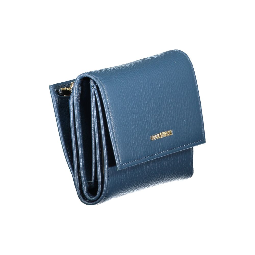 Coccinelle Blu Leather Wallet for Women - Metallic Soft Design