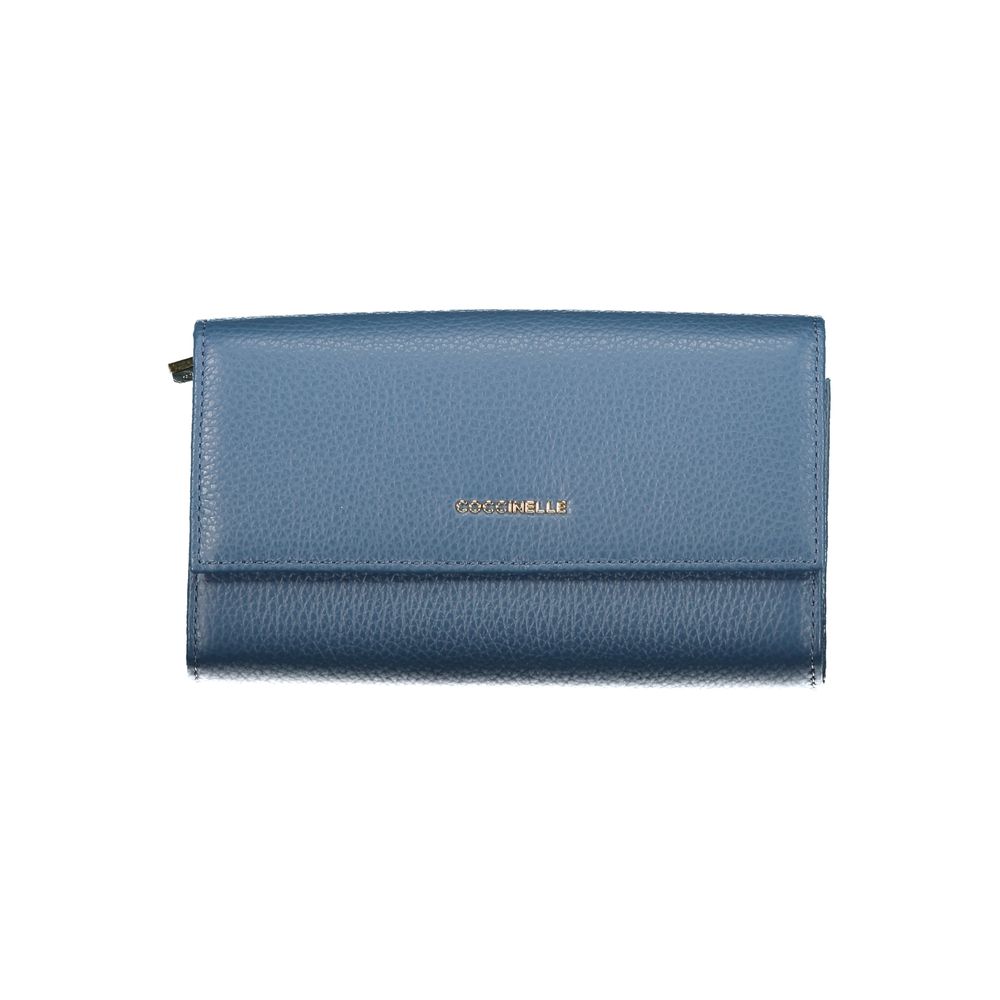 Coccinelle Blue Leather Wallet for Women - Metallic Soft Design