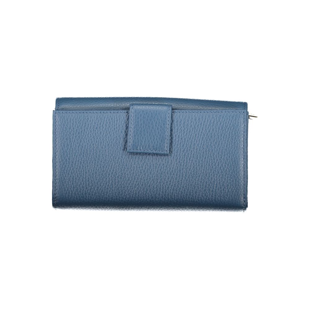 Coccinelle Blue Leather Wallet for Women - Metallic Soft Design