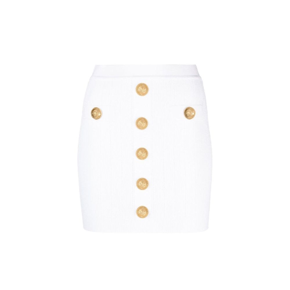 Balmain White Polyester Mini Skirt for Women