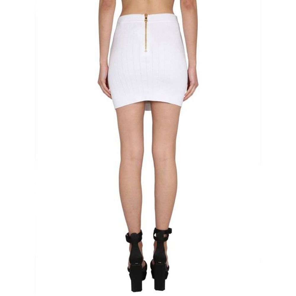 Balmain White Polyester Mini Skirt for Women