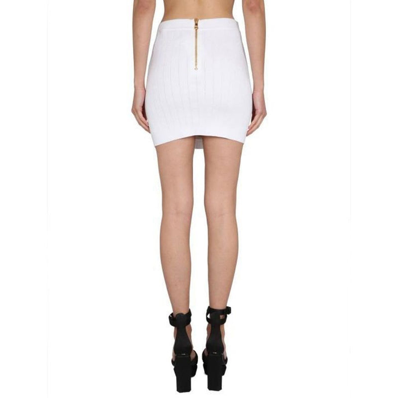 Balmain White Polyester Mini Skirt for Women