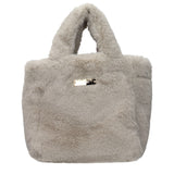 Herno Gray Eco Fur Handbag with Removable Clutch