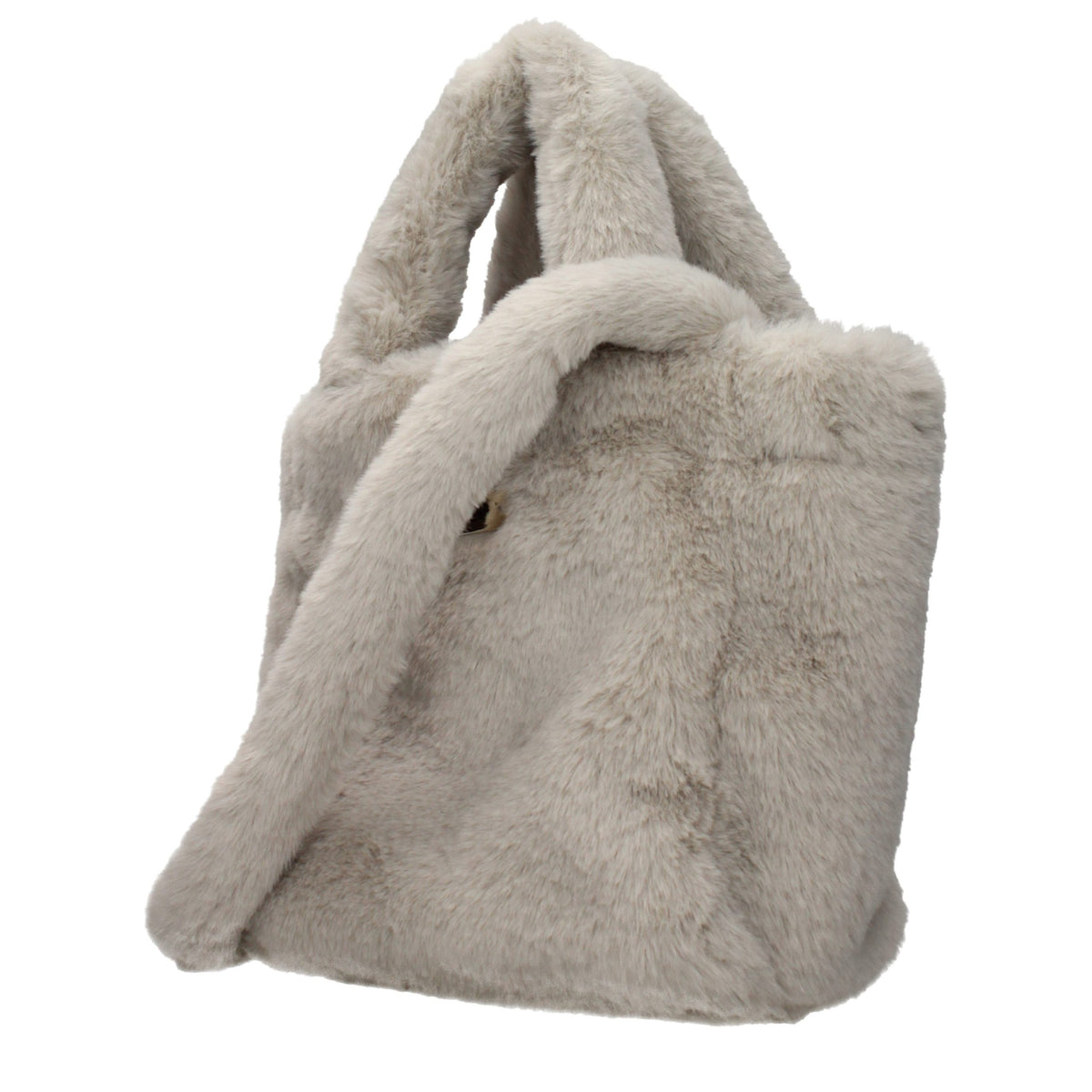 Herno Gray Eco Fur Handbag with Removable Clutch