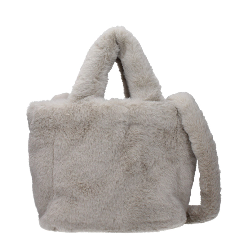 Herno Gray Eco Fur Handbag with Removable Clutch