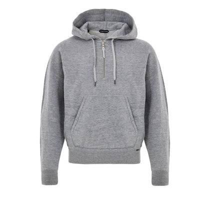 Sweat à capuche gris en coton Tom Ford