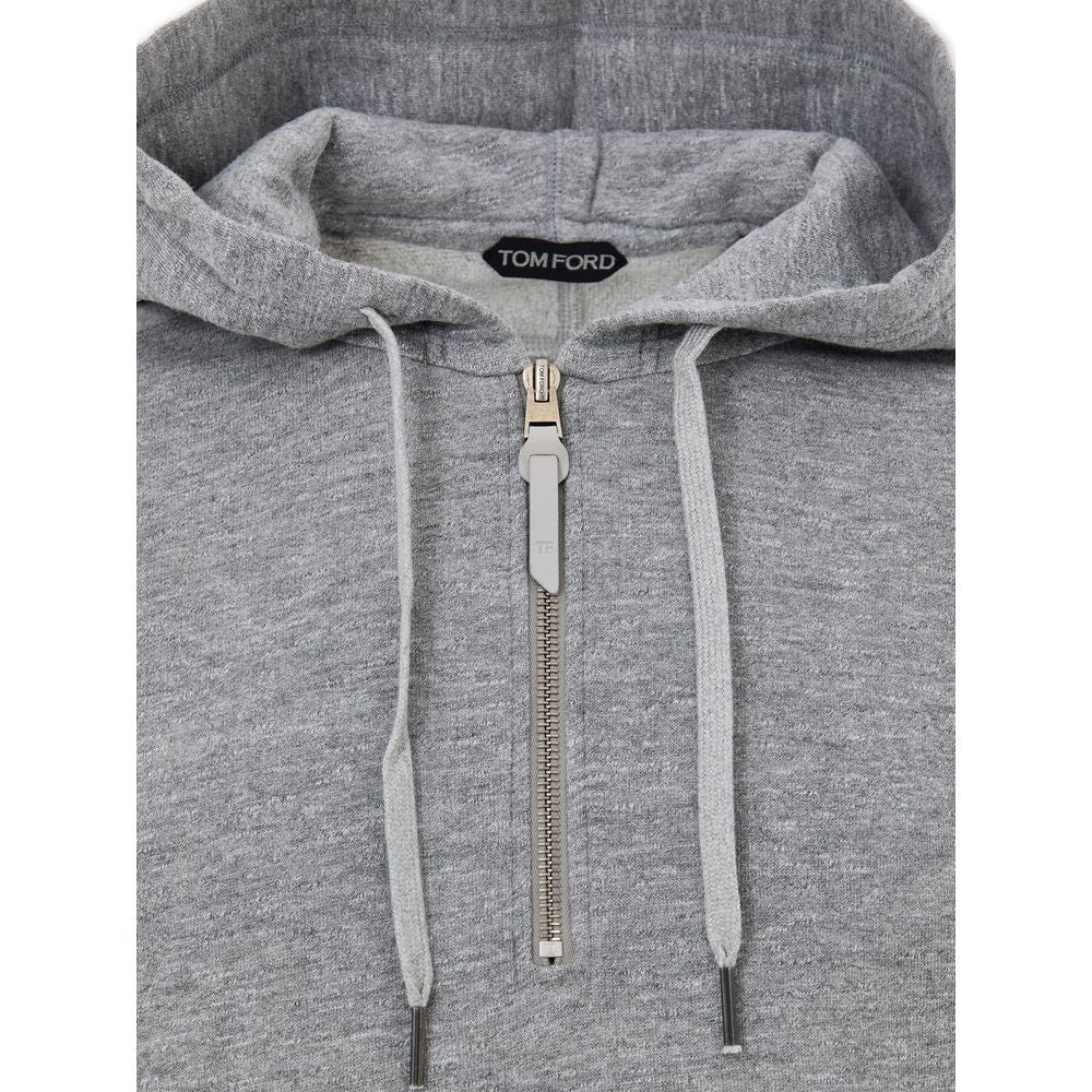 Sweat à capuche gris en coton Tom Ford