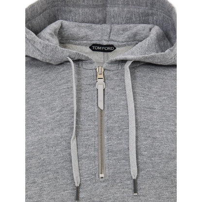 Sweat à capuche gris en coton Tom Ford