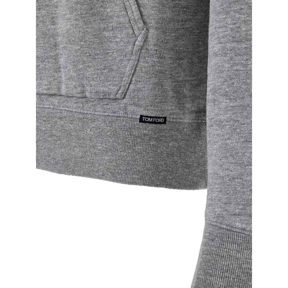 Sweat à capuche gris en coton Tom Ford