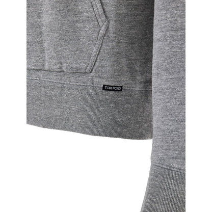 Sweat à capuche gris en coton Tom Ford