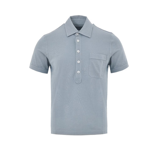 Polo bleu en coton Tom Ford