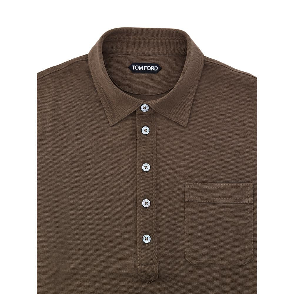 Polo en coton marron Tom Ford