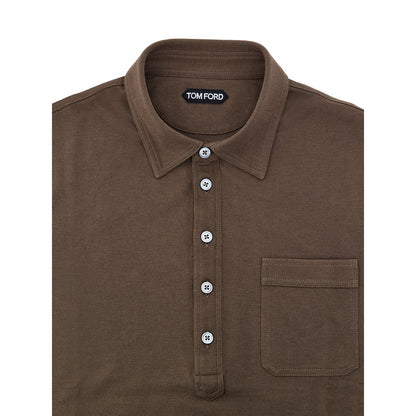 Polo en coton marron Tom Ford