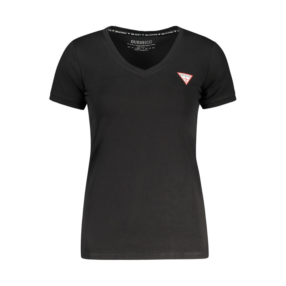 T-shirt Guess Jeans noir en coton pour femme