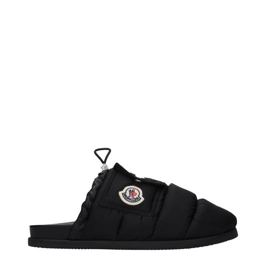 Moncler Black Fabric Slippers for Women