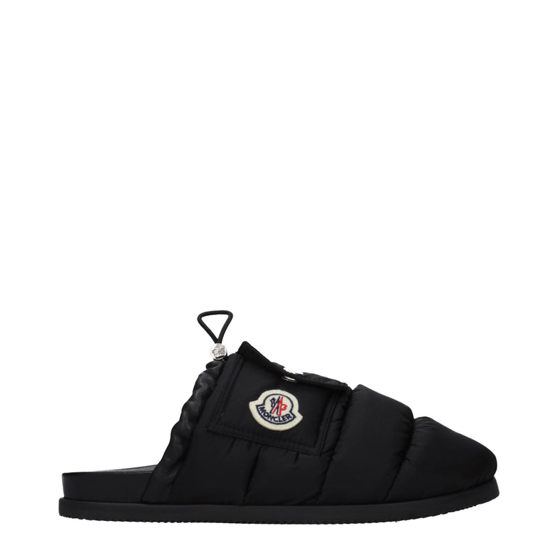 Moncler Black Fabric Slippers for Women