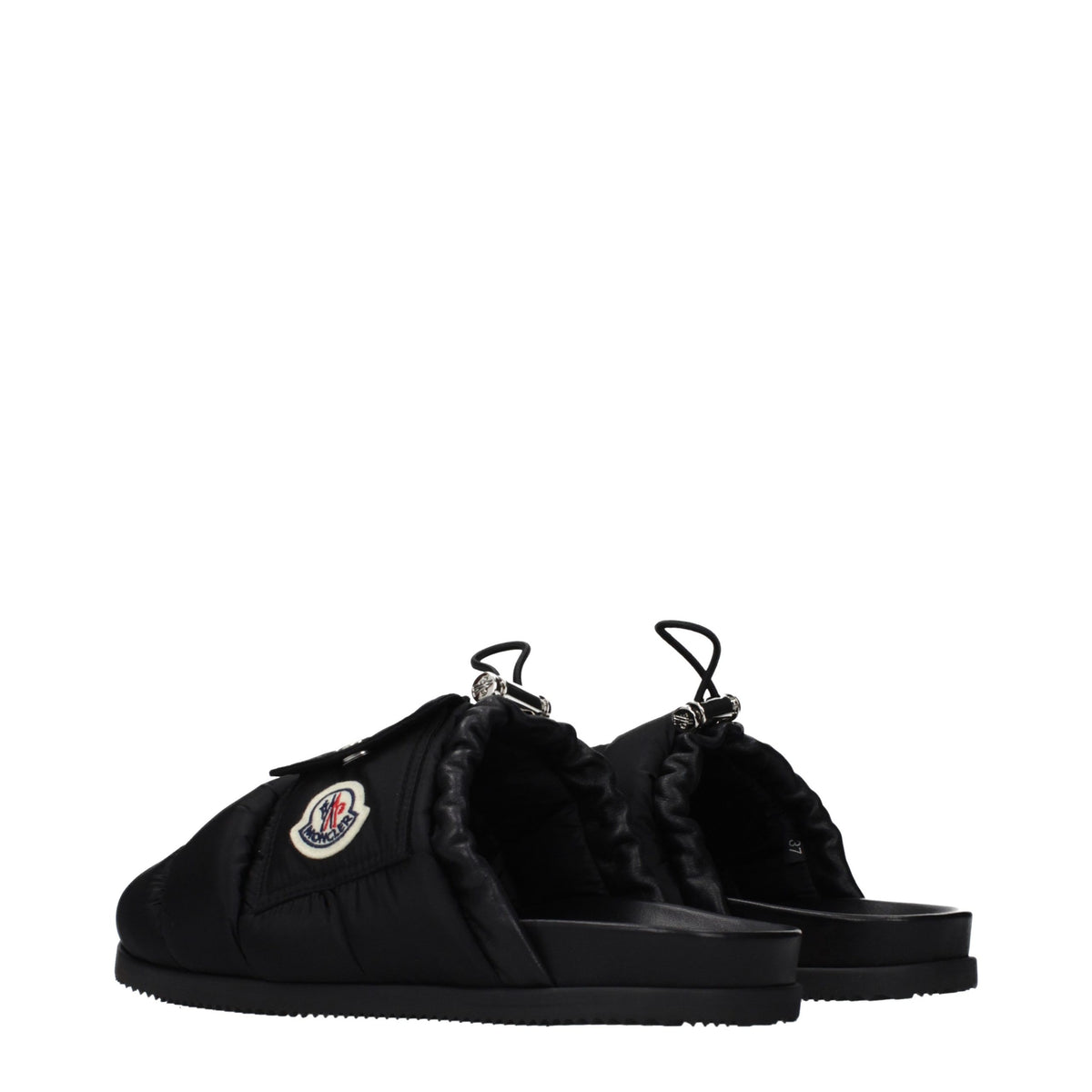 Moncler Black Fabric Slippers for Women