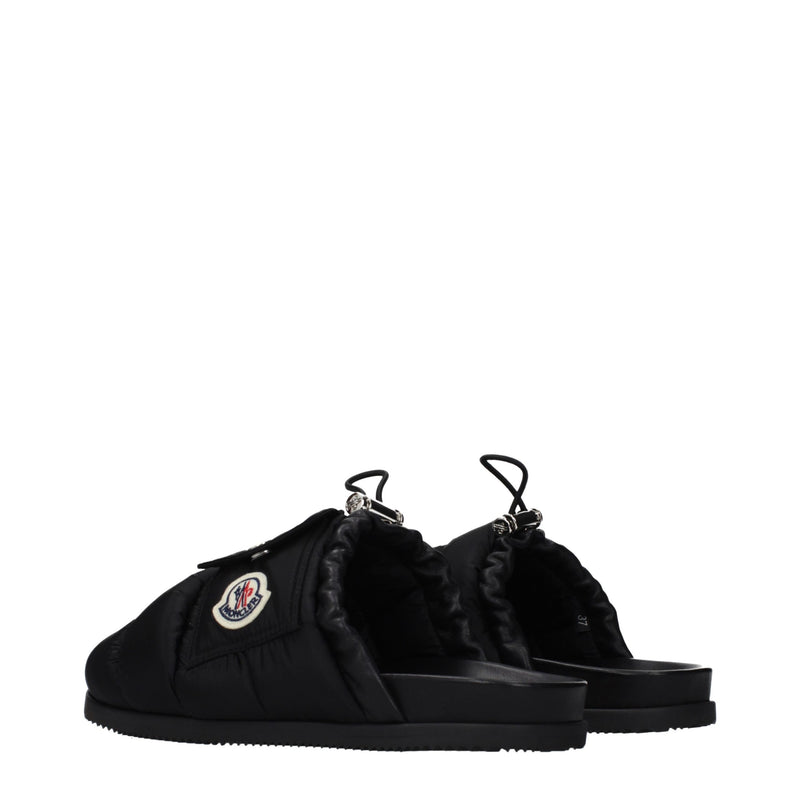 Moncler Black Fabric Slippers for Women