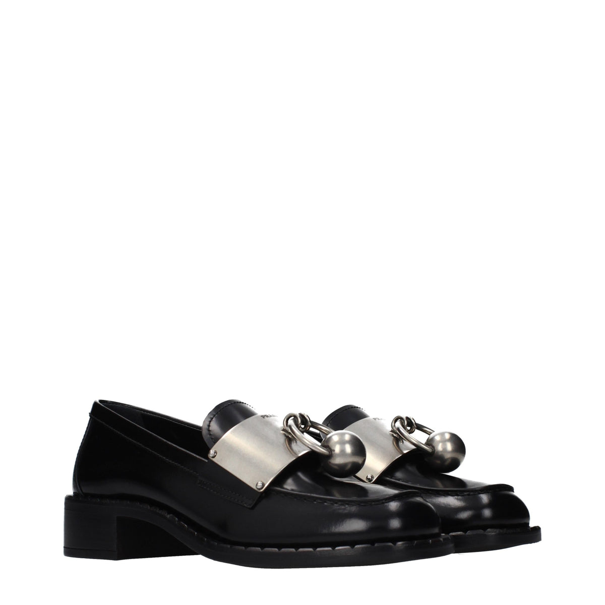 Prada Black Leather Slip-On Loafers for Women