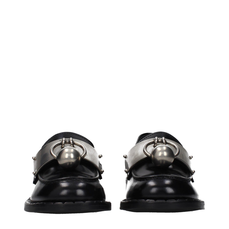 Prada Black Leather Slip-On Loafers for Women