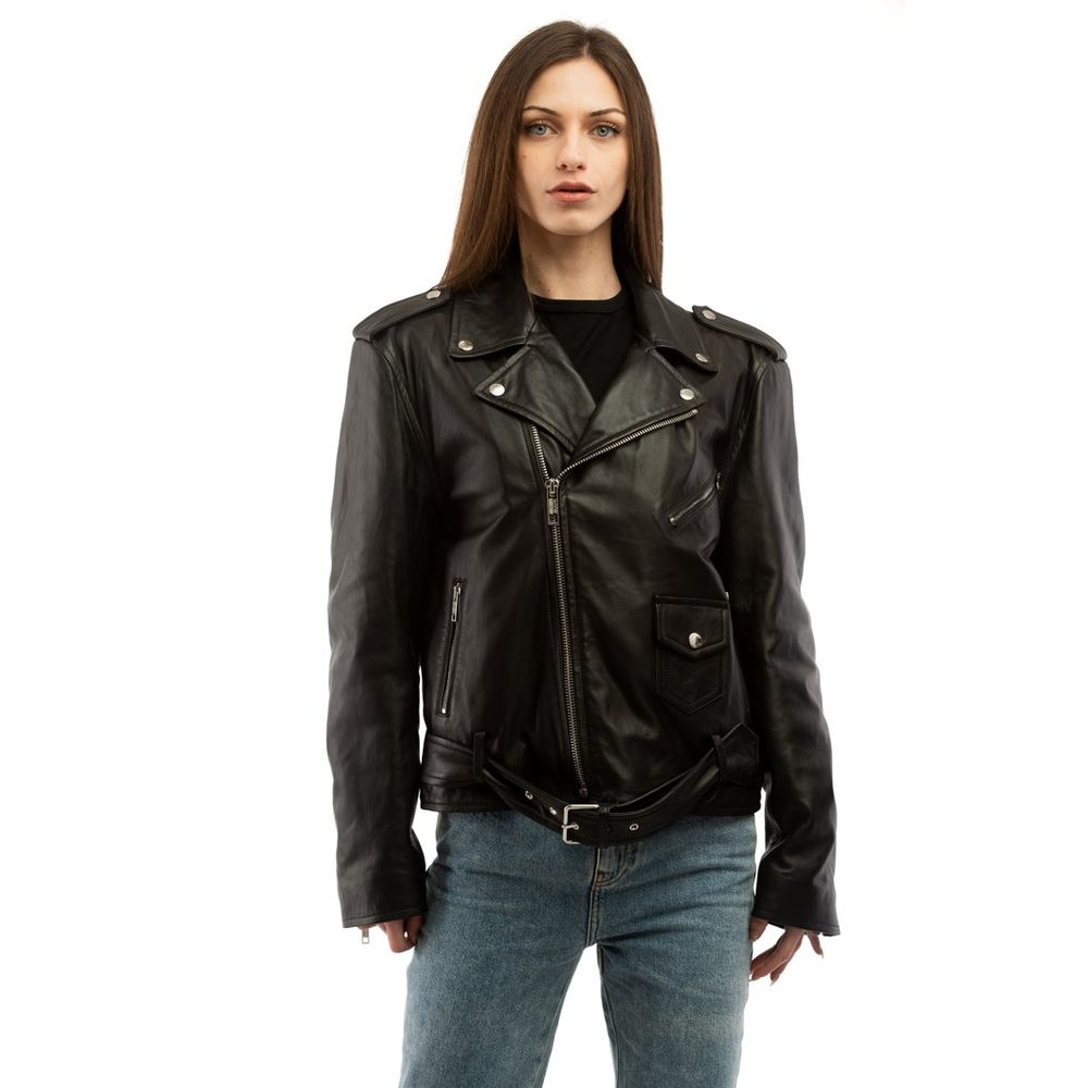 Moschino Black Leather Jacket - Fashion Forward Style