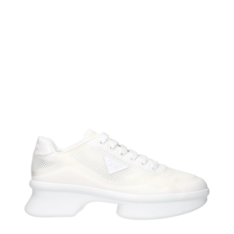 Prada White Fabric Athletic Sneakers for Women