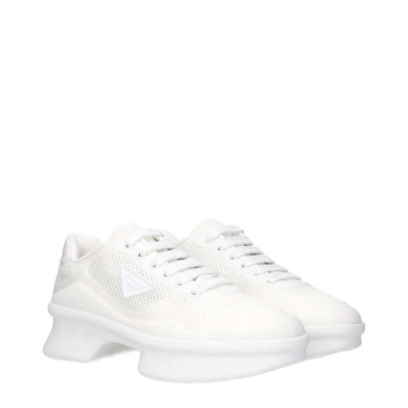 Prada White Fabric Athletic Sneakers for Women