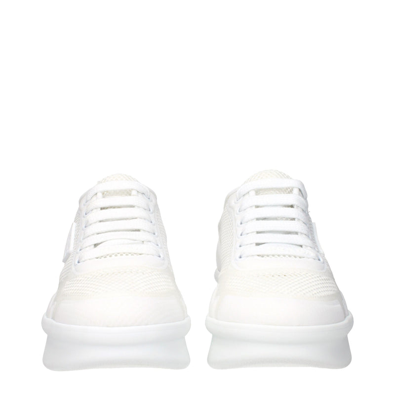 Prada White Fabric Athletic Sneakers for Women