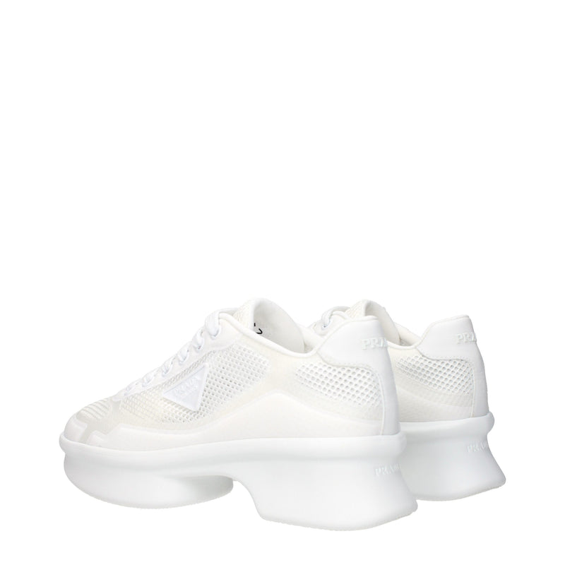 Prada White Fabric Athletic Sneakers for Women