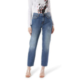 Gas Blue Cotton Straight-Leg Jeans for Women