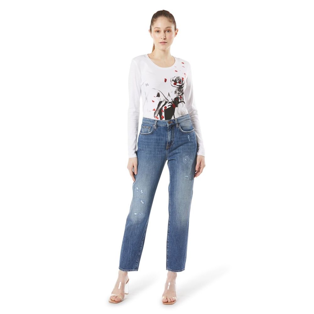 Gas Blue Cotton Straight-Leg Jeans for Women