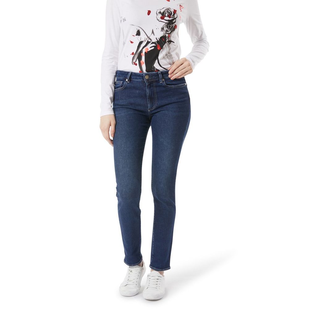 Gas Blue Cotton Slim Fit Jeans for Women