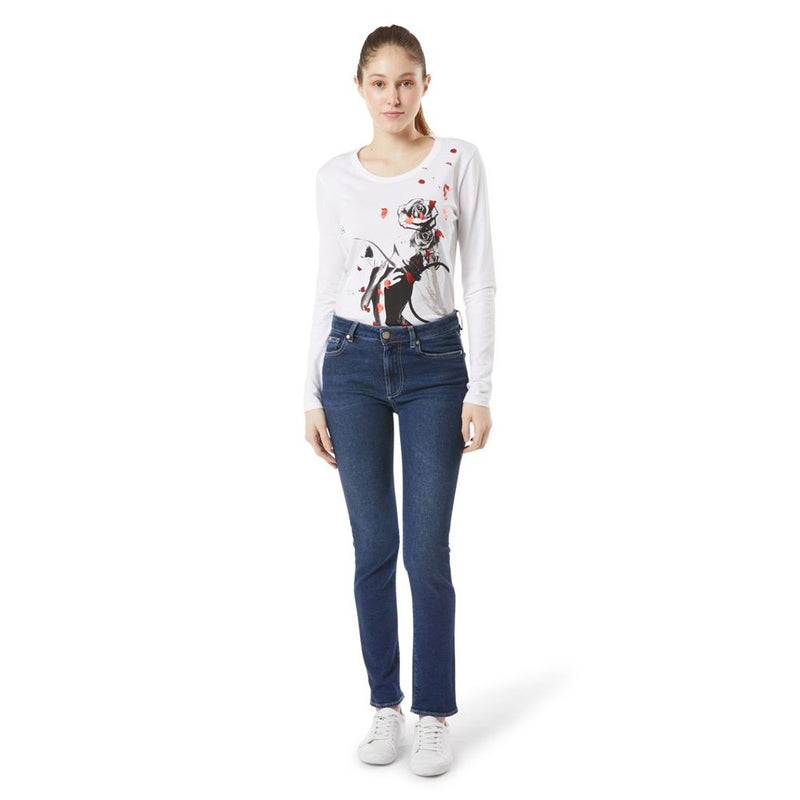 Gas Blue Cotton Slim Fit Jeans for Women