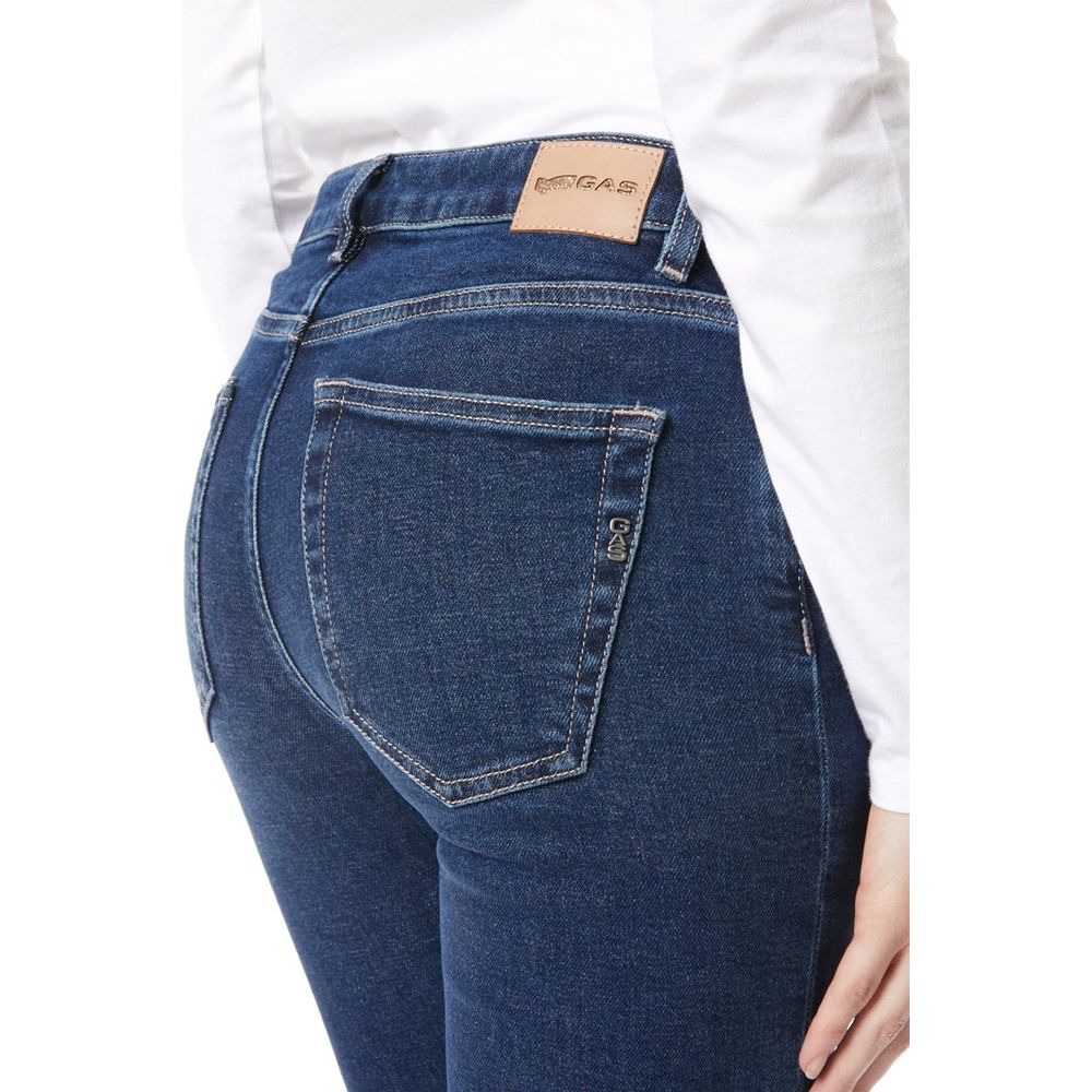 Gas Blue Cotton Slim Fit Jeans for Women