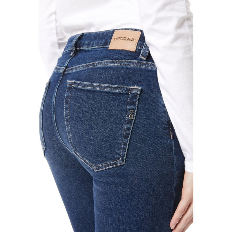 Gas Blue Cotton Slim Fit Jeans for Women