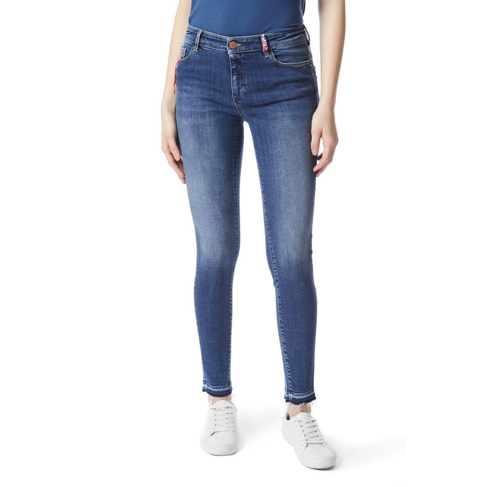 Gas Blue Cotton Skinny Jeans for Women