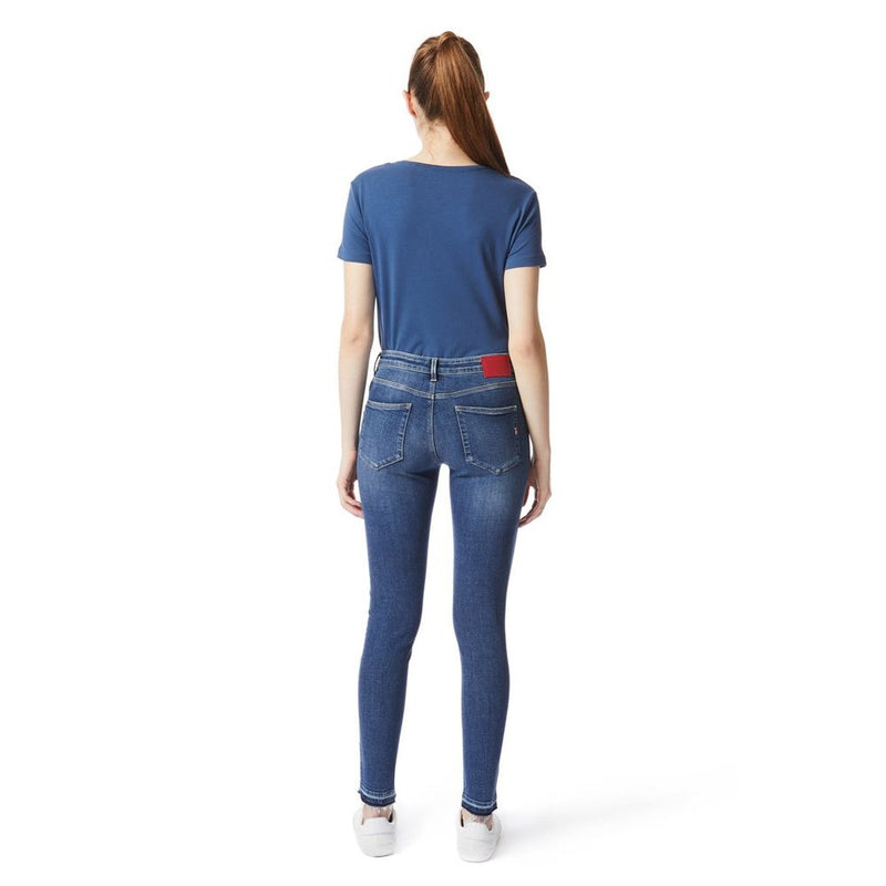 Gas Blue Cotton Skinny Jeans for Women