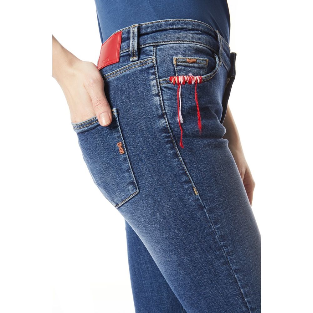 Gas Blue Cotton Skinny Jeans for Women