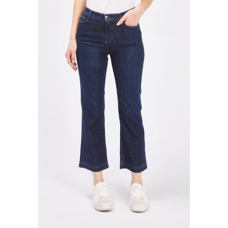 Gas Blue Cotton Flared Jeans for Women