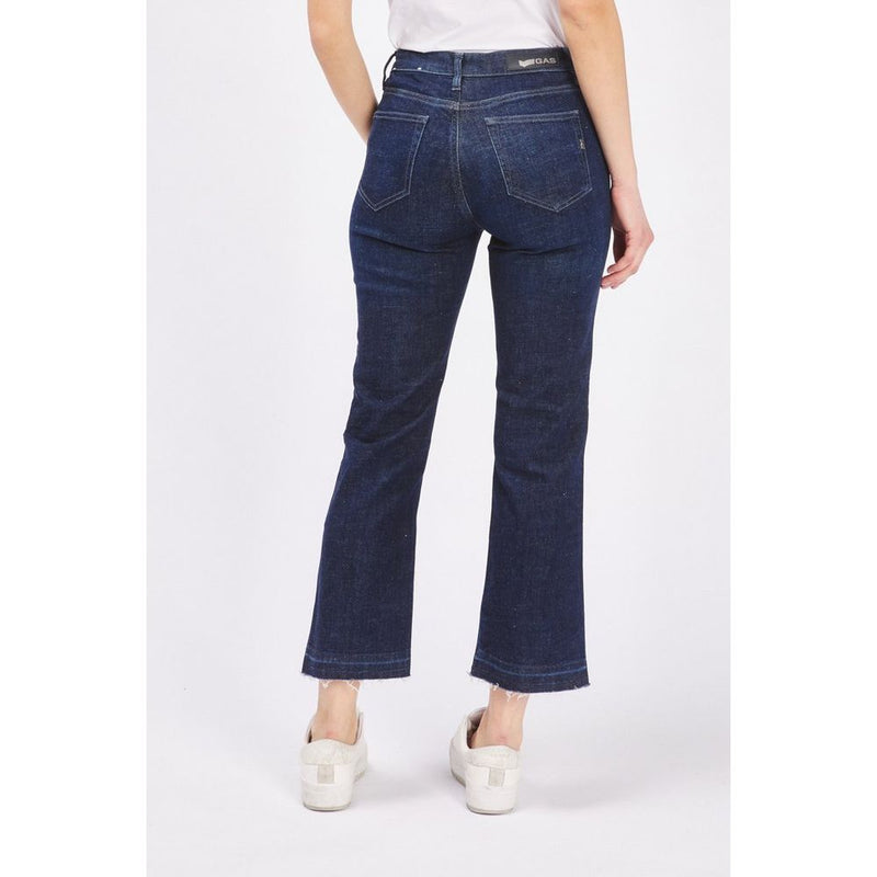 Gas Blue Cotton Flared Jeans for Women