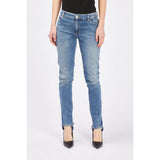 Gas Blue Cotton Slim Fit Jeans for Women