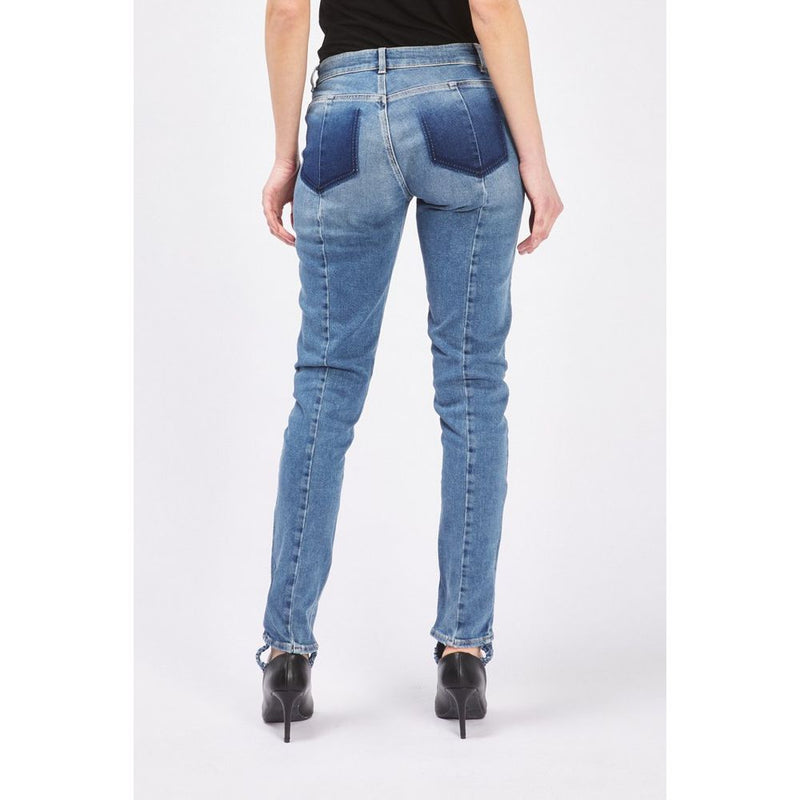 Gas Blue Cotton Slim Fit Jeans for Women