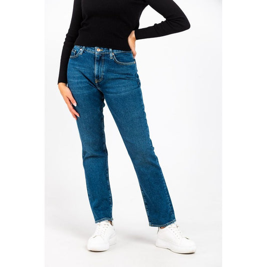 Gas Blue Cotton Slim Fit Jeans for Women