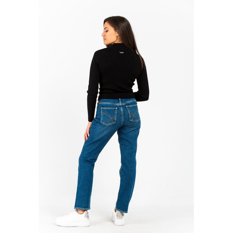 Gas Blue Cotton Slim Fit Jeans for Women