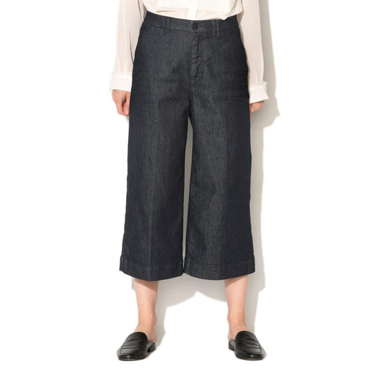 Gas Blue Polyester Cropped Jeans for Women